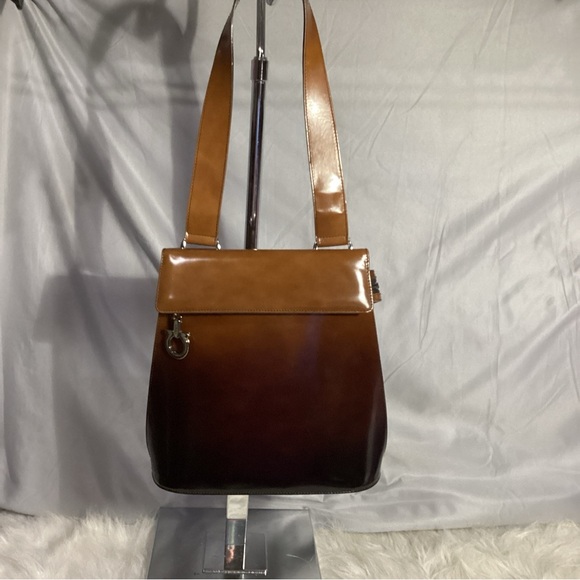 Salvatore Ferragamo Brown Ombré Leather Shoulder Bag AQ- 217148 - Picture 5 of 15